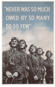 Never Was So Much Owed By So Many To So Few WW2 Poster Postcard
