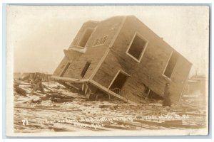 Omaha Nebraska NE RPPC Photo Postcard House Blown Lightning On The Roof Tornado