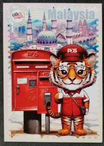 [AG] P300 Malaysia Postman & Postbox Mailbox Tiger Big Cat Mosque (postcard *New