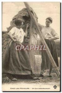 Old Postcard Fishing In A puzzling case fishermen