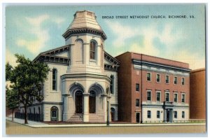 1940 Front View Broad Street Methodist Church Richmond Virginia Vintage Postcard