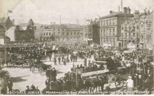 Rochdale Jubilee Town Hall Square Lancashire England UK c1908 Bury Postcard E11