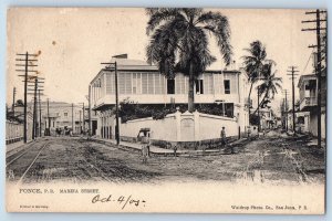 Ponce Puerto Rico Postcard Scene in Marina Street 1905 Antique Tuck Art