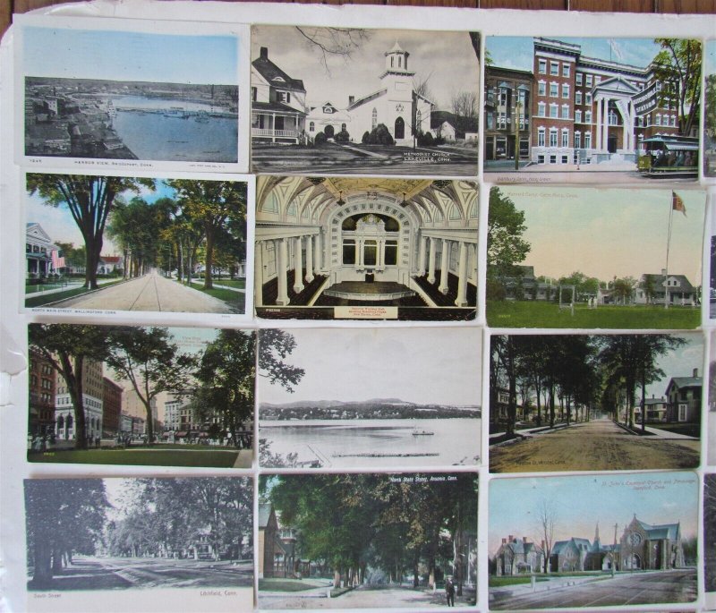 CONNECTICUT lot of 49 CT ANTIQUE POSTCARDS