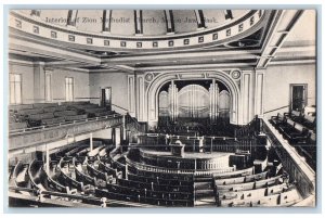 Moose Jaw Saskatchewan Canada Postcard Interior of Zion Methodist Church c1910