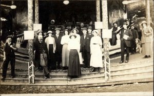 Amusement Park Ride Carousel & People Mitchell & Sons Written on Back RPPC