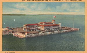 Vintage Postcard Municipal Recreation Pier Sunshone City St. Petersburg Florida