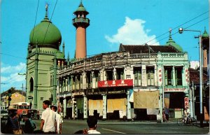 Vtg Singapore Sultan Mosque Masjid Sultan North Bridge Road Street View Postcard