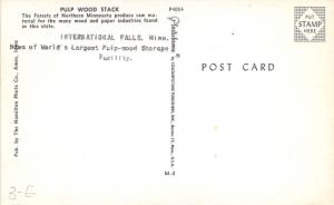 International Falls Minnesota~Pulp Wood Stack~Crane~Paper Mill~1950s Pc