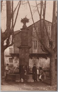 Vintage Corcubión Fuente Fountain Spain Sepia Postcard by Tanarro H81