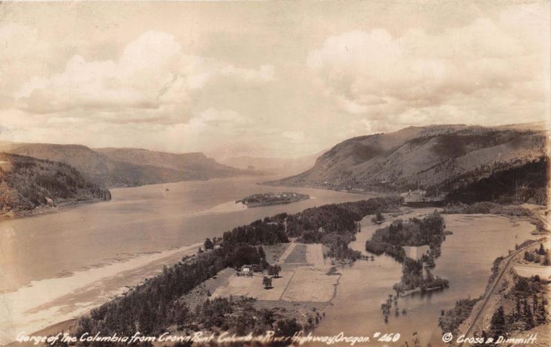 COLUMBIA RIVER OR FROM CROWN POINT~CROSS DIMMITT  #460 REAL PHOTO POSTCARD 