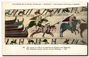 Postcard Old Bayeux Tapestry of Queen Matilda horses out of ships