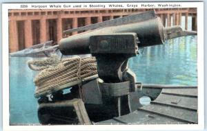 GRAYS HARBOR, Washington  WA    HARPOON WHALE GUN  ca 1920s   Postcard