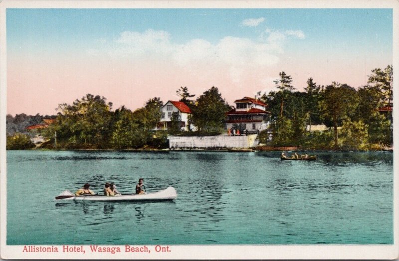 Allistonia Hotel Wasaga Beach Ontario ON Nottawasaga River Unused Postcard H62