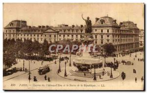 Paris Postcard Old Barracks of the castle & # 39eau and the statue of the Rep...