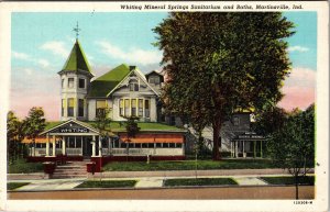 Martinsville IN-Indiana Whiting Mineral Springs Sanitarium Baths Linen Postcard 