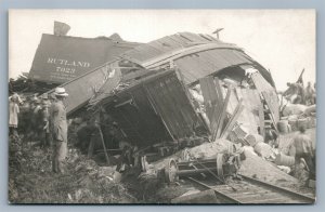 RUTLAND RAILROAD TRAIN WRECK ANTIQUE REAL PHOTO POSTCARD RPPC railway railroad