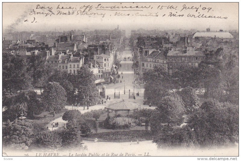 LE HAVRE, Seine Maritime, France, 1900-1910's; Le Jardin Public Et La Rue De ...