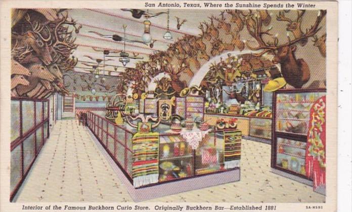 Texas San Antonio Interior Of Famous Buckhorn Curio Store Curteich