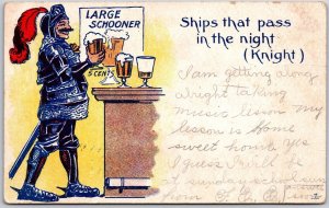 1907 Humor / Funny Ships That Pass In The Night (Knight) Posted Postcard