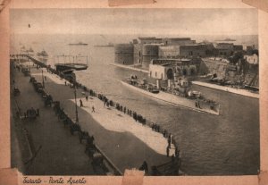 Vintage Postcard 1910's Ponte Aperto Battleship Taranto Ship Military