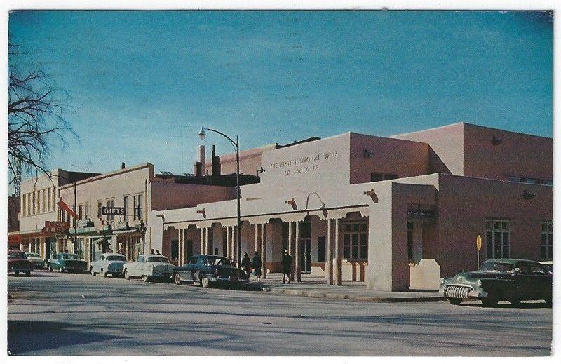 Santa Fe, New Mexico, View of The First National Bank, West Side of Plaza, 1959