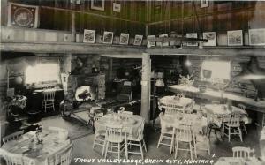 RPPC Postcard Interior Trout Valley Lodge Dining Room Cabin City MT Mineral Co.