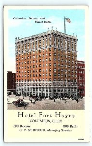 COLUMBUS, OH Ohio ~ Street Scene HOTEL FORT HAYES 1918 Roadside  Postcard