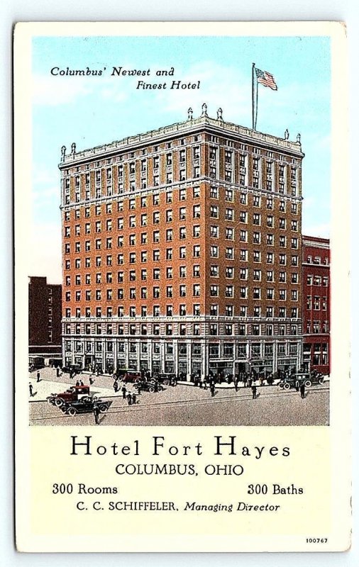 COLUMBUS, OH Ohio ~ Street Scene HOTEL FORT HAYES 1918 Roadside  Postcard