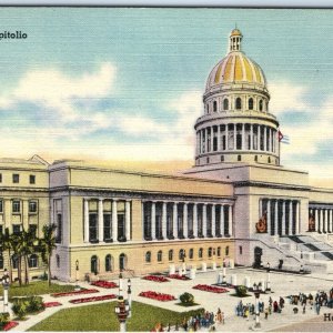 c1940s Havana, Cuba Capitol Building Postcard Capitolio Dome Palm Trees A346