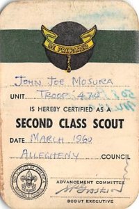 Approx. Size: 2.5 x 3.75 Boy Scouts of America John Joe Mosura Late 1800's Tr...