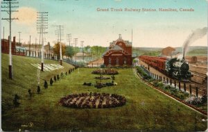 Grand Trunk Railway Station Hamilton Ontario ON Train Depot c1914 Postcard G47