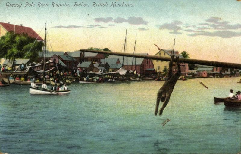 british honduras, BELIZE, Greasy Pole River Regatta (1910s)