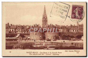 Postcard Old Saint Malo Quays and The Great Gate Stamp Daguin