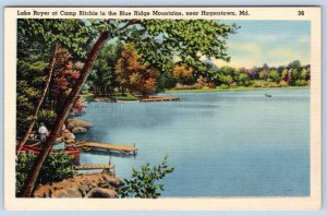 1940-50's LAKE ROYER CAMP FORT RITCHIE BLUE RIDGE MOUNTAINS HAGERSTOWN POSTCARD