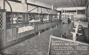 Billings Montana Heimer Oak Tavern Interior Vintage Postcard AA33177