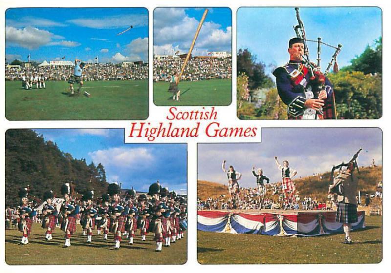 Scottish Highlands Games Whiteholme of Dundee log throwing  Postcard  # 7302