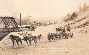 RPPC SLIM BLAZER ALASKA TO WASHINGTON DC DOG SLED REAL PHOTO POSTCARD (1933)