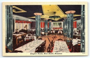 1930s HOUSTON TX RICE HOTEL EMPIRE ROOM DINING ART DECO LINEN POSTCARD P2125