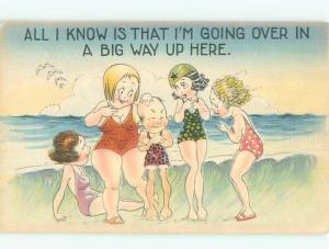 Linen Risque MAN WITH SEXY GIRLS AT THE BEACH AB6586