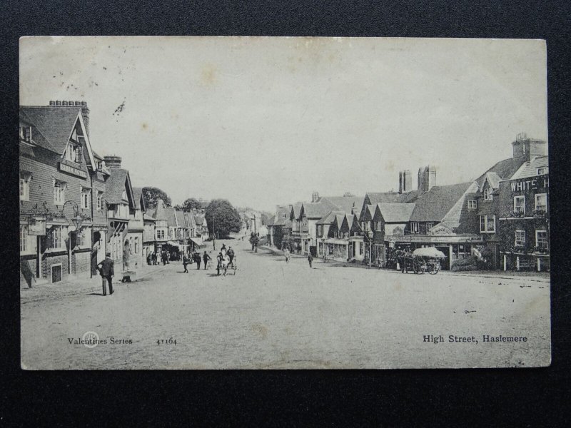 Surrey HASLEMERE High Street shows SWAN HOTEL c1903 Postcard by Valentine 