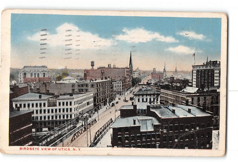 Utica New York NY Creased Postcard 1916 Birdseye View Of Utica