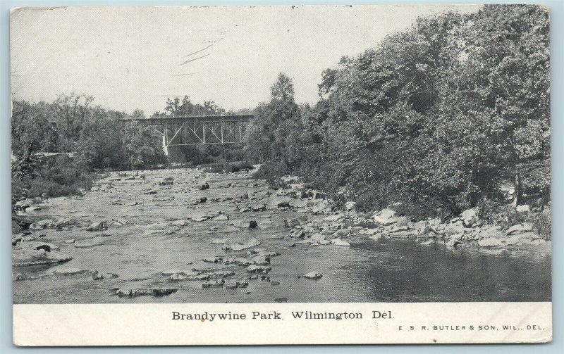 Postcard DE Wilmington Delaware Brandywine Park River Bridge 1911 F28