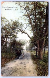 1910's QUIOGUE LONG ISLAND LI NEW YORK NORTH COUNTRY ROAD HORSE BUGGY POSTCARD