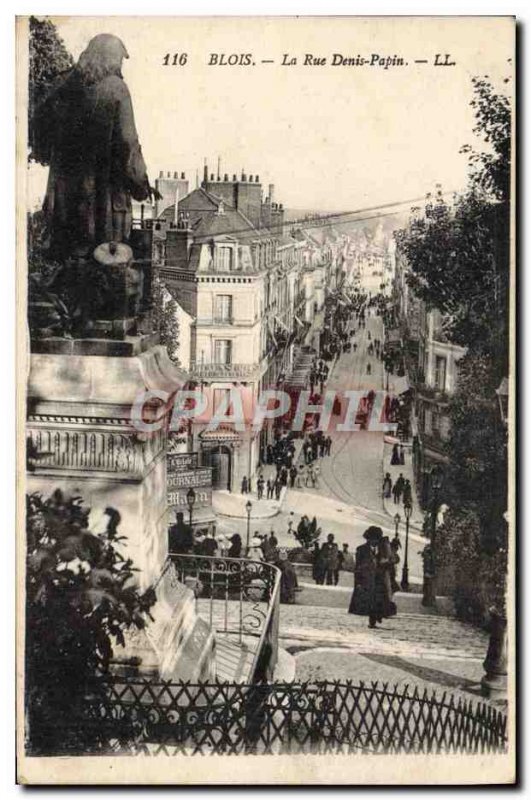 Old Postcard Blois La Rue Denis Papin