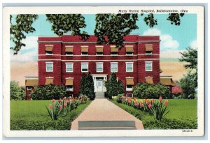 1948 Entrance To Mary Rutan Hospital Garden Scene Bellefontaine Ohio OH Postcard 