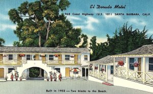 Vintage El Donada Motel, Santa Barbara, Calif. Postcard P130