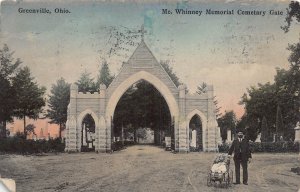 J73/ Greenville Ohio Postcard c1910 McWhinney Memorial Cemetery Gate 388