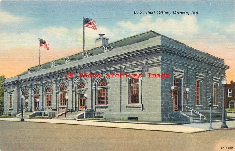 7 Linen Postcards, Muncie IN, Various Scenes, Hotel-Masonic Temple-Court House