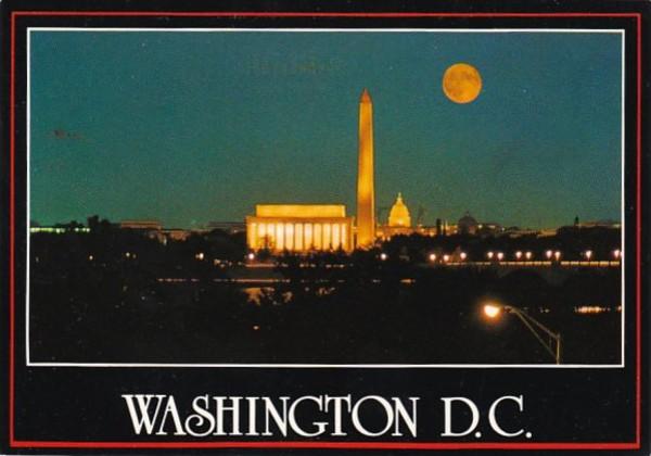 Washington D C The Lincoln Memorial Capitol & Washington Monument At Night